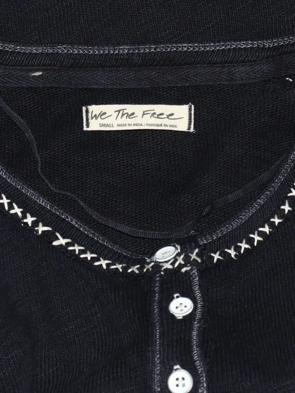 Free People We The Free Taylor Henley Top Dropped Shoulder Black S